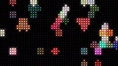 3D shining bright dots set colorful line wave motion, on black background