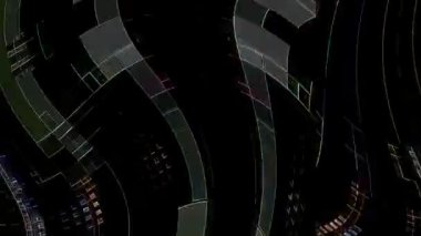 3D shining bright dots set colorful line wave motion, on black background