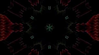 3D animasyon güzel video renkli soyut parlak ışık enerjisi 4K düz çizgi dalgaları merkezde yuvarlak ışık efekti, siyah arkaplan