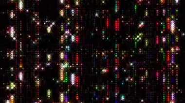 3D shining bright dots set colorful line wave motion, on black background