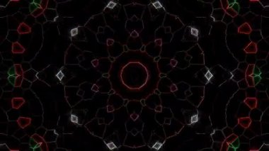 3D animasyon güzel video renkli soyut parlak ışık enerjisi 4K düz çizgi dalgaları merkezde yuvarlak ışık efekti, siyah arkaplan