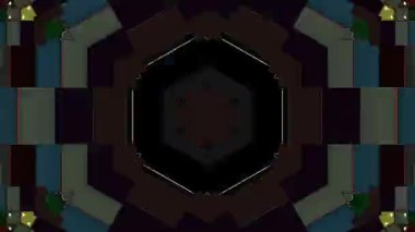 3D animasyon güzel video renkli soyut parlak ışık enerjisi 4K düz çizgi dalgaları merkezde yuvarlak ışık efekti, siyah arkaplan