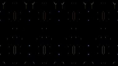 3D shining bright dots set colorful line wave motion, on black background