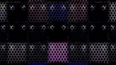 3D shining bright dots set colorful line wave motion, on black background