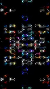 3D soyut parlak çizgiler, dalga, renkli, siyah arkaplan