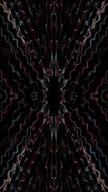 3D animasyon güzel video renkli soyut parlak ışık enerjisi 4K düz çizgi dalgaları merkezde yuvarlak ışık efekti, siyah arkaplan