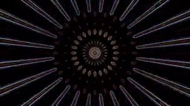 3D animasyon güzel video renkli soyut parlak ışık enerjisi 4K düz çizgi dalgaları merkezde yuvarlak ışık efekti, siyah arkaplan