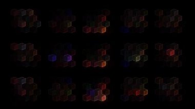 3D soyut parlak çizgiler, dalga, renkli, siyah arkaplan