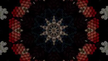 Soyut Kaleydoskop deseni tam renklerle. Sihirli mandala. 4k