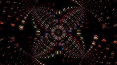 3D animasyon güzel video renkli soyut parlak ışık enerjisi 4K düz çizgi dalgaları merkezde yuvarlak ışık efekti, siyah arkaplan