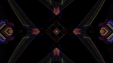 3D animasyon güzel video renkli soyut parlak ışık enerjisi 4K düz çizgi dalgaları merkezde yuvarlak ışık efekti, siyah arkaplan