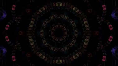 3D animasyon güzel video renkli soyut parlak ışık enerjisi 4K düz çizgi dalgaları merkezde yuvarlak ışık efekti, siyah arkaplan