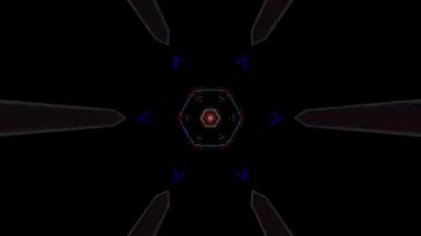 3D animasyon güzel video renkli soyut parlak ışık enerjisi 4K düz çizgi dalgaları merkezde yuvarlak ışık efekti, siyah arkaplan