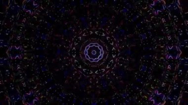 3D animasyon güzel video renkli soyut parlak ışık enerjisi 4K düz çizgi dalgaları merkezde yuvarlak ışık efekti, siyah arkaplan