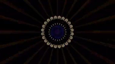 3D animasyon güzel video renkli soyut parlak ışık enerjisi 4K düz çizgi dalgaları merkezde yuvarlak ışık efekti, siyah arkaplan