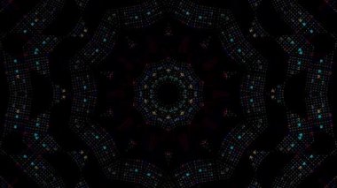 3D animasyon güzel video renkli soyut parlak ışık enerjisi 4K düz çizgi dalgaları merkezde yuvarlak ışık efekti, siyah arkaplan