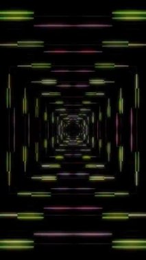 3D soyut parlak çizgiler, dalga, renkli, siyah arkaplan