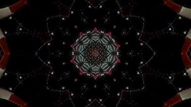 3D animasyon güzel video renkli soyut parlak ışık enerjisi 4K düz çizgi dalgaları merkezde yuvarlak ışık efekti, siyah arkaplan