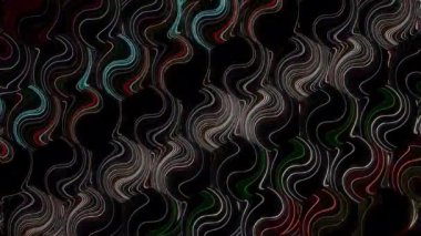 3D shining bright dots set colorful line wave motion, on black background