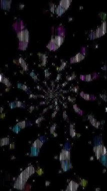 3D animasyon güzel video renkli soyut parlak ışık enerjisi 4K düz çizgi dalgaları merkezde yuvarlak ışık efekti, siyah arkaplan