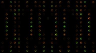 3D shining bright dots set colorful line wave motion, on black background