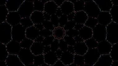 3D animasyon güzel video renkli soyut parlak ışık enerjisi 4K düz çizgi dalgaları merkezde yuvarlak ışık efekti, siyah arkaplan