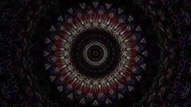 3D animasyon güzel video renkli soyut parlak ışık enerjisi 4K düz çizgi dalgaları merkezde yuvarlak ışık efekti, siyah arkaplan
