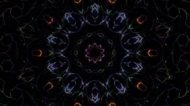 3D animasyon güzel video renkli soyut parlak ışık enerjisi 4K düz çizgi dalgaları merkezde yuvarlak ışık efekti, siyah arkaplan