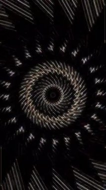 3D animasyon güzel video renkli soyut parlak ışık enerjisi 4K düz çizgi dalgaları merkezde yuvarlak ışık efekti, siyah arkaplan