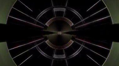 3D animasyon güzel video renkli soyut parlak ışık enerjisi 4K düz çizgi dalgaları merkezde yuvarlak ışık efekti, siyah arkaplan