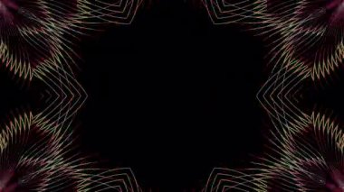 3D animasyon güzel video renkli soyut parlak ışık enerjisi 4K düz çizgi dalgaları merkezde yuvarlak ışık efekti, siyah arkaplan