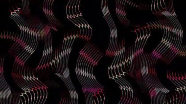 3D soyut parlak çizgiler, dalga, renkli, siyah arkaplan