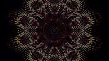 3D animasyon güzel video renkli soyut parlak ışık enerjisi 4K düz çizgi dalgaları merkezde yuvarlak ışık efekti, siyah arkaplan