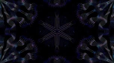 3D animasyon güzel video renkli soyut parlak ışık enerjisi 4K düz çizgi dalgaları merkezde yuvarlak ışık efekti, siyah arkaplan