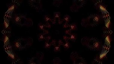 3D animasyon güzel video renkli soyut parlak ışık enerjisi 4K düz çizgi dalgaları merkezde yuvarlak ışık efekti, siyah arkaplan