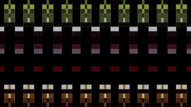 3D soyut parlak çizgiler, dalga, renkli, siyah arkaplan