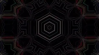 3D animasyon güzel video renkli soyut parlak ışık enerjisi 4K düz çizgi dalgaları merkezde yuvarlak ışık efekti, siyah arkaplan