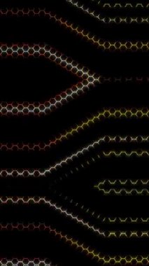 3D soyut parlak çizgiler, dalga, renkli, siyah arkaplan