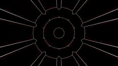 3D animasyon güzel video renkli soyut parlak ışık enerjisi 4K düz çizgi dalgaları merkezde yuvarlak ışık efekti, siyah arkaplan