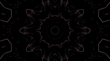 3D animasyon güzel video renkli soyut parlak ışık enerjisi 4K düz çizgi dalgaları merkezde yuvarlak ışık efekti, siyah arkaplan