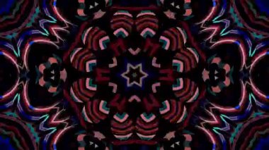 3D animasyon güzel video renkli soyut parlak ışık enerjisi 4K düz çizgi dalgaları merkezde yuvarlak ışık efekti, siyah arkaplan