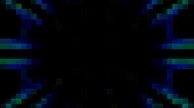 3D animasyon güzel video renkli soyut parlak ışık enerjisi 4K düz çizgi dalgaları merkezde yuvarlak ışık efekti, siyah arkaplan