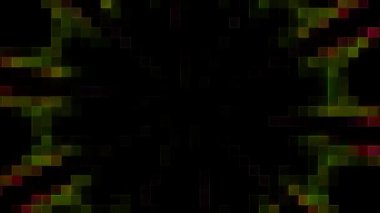 3D animasyon güzel video renkli soyut parlak ışık enerjisi 4K düz çizgi dalgaları merkezde yuvarlak ışık efekti, siyah arkaplan