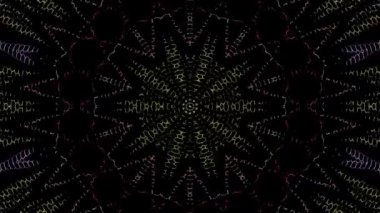 3D animasyon güzel video renkli soyut parlak ışık enerjisi 4K düz çizgi dalgaları merkezde yuvarlak ışık efekti, siyah arkaplan