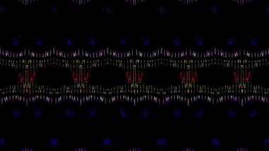 3D soyut parlak çizgiler, dalga, renkli, siyah arkaplan