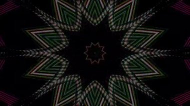 3D animasyon güzel video renkli soyut parlak ışık enerjisi 4K düz çizgi dalgaları merkezde yuvarlak ışık efekti, siyah arkaplan