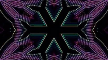 3D animasyon güzel video renkli soyut parlak ışık enerjisi 4K düz çizgi dalgaları merkezde yuvarlak ışık efekti, siyah arkaplan