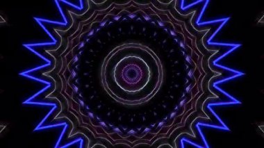 3D animasyon güzel video renkli soyut parlak ışık enerjisi 4K düz çizgi dalgaları merkezde yuvarlak ışık efekti, siyah arkaplan