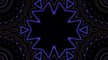 3D animasyon güzel video renkli soyut parlak ışık enerjisi 4K düz çizgi dalgaları merkezde yuvarlak ışık efekti, siyah arkaplan