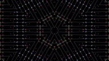 3D animasyon güzel video renkli soyut parlak ışık enerjisi 4K düz çizgi dalgaları merkezde yuvarlak ışık efekti, siyah arkaplan